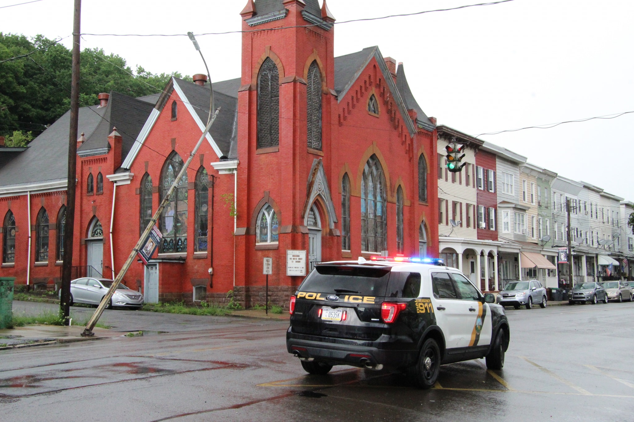 Light post leans in Mahanoy City The Shenandoah Sentinel