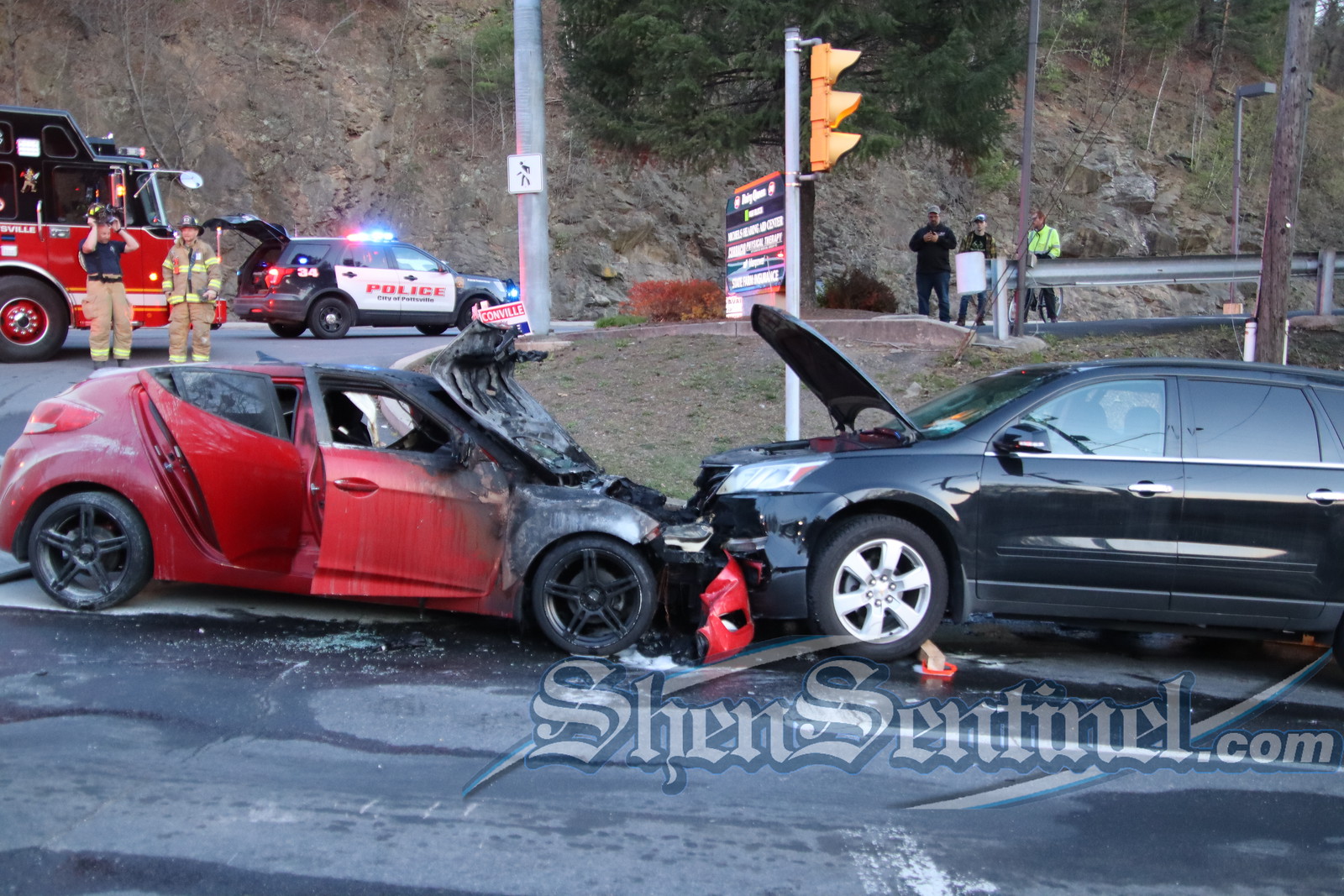 Car catches fire in Pottsville crash The Shenandoah Sentinel